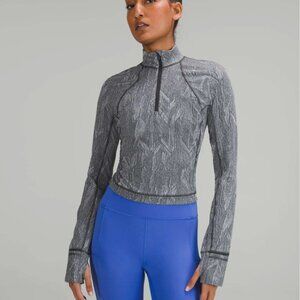 Lululemon Women's Grey Its Rulu Run Cropped Half Zip Up Pullover Fleece Size 12